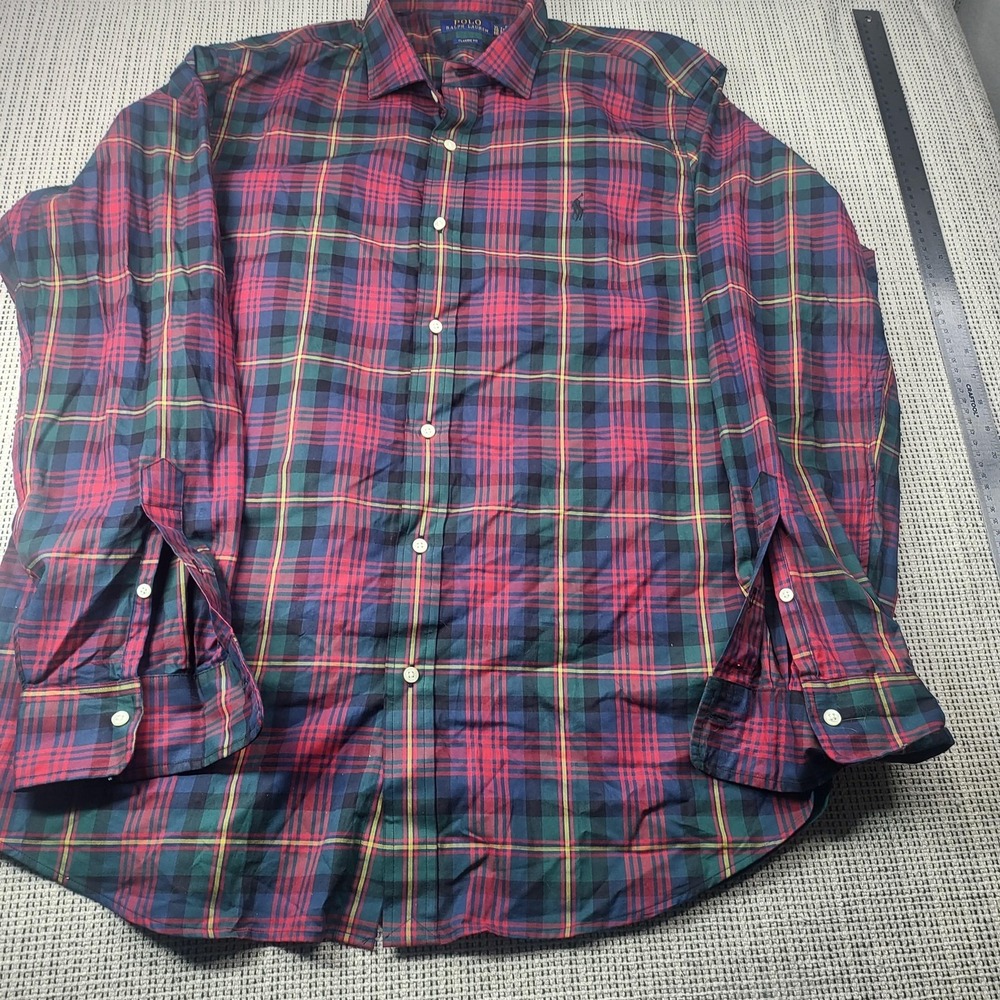 Polo Ralph Lauren Shirt Mens XL Multicolor Plaid Long Sleeve Button Front Twill